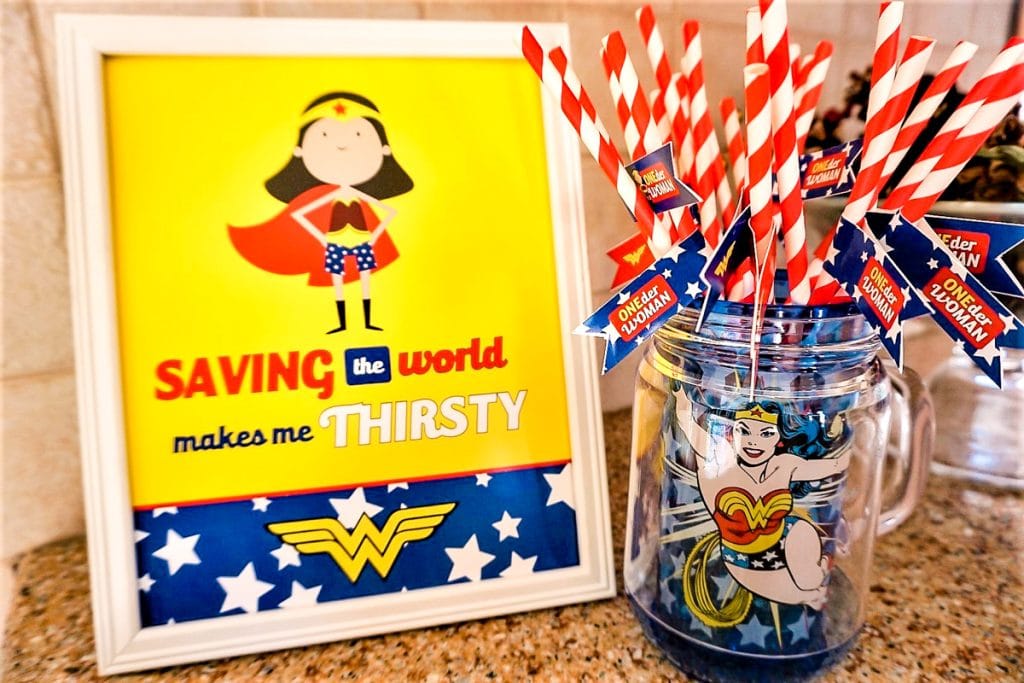 Saving the world makes me thirsty Wonder Woman printable sign